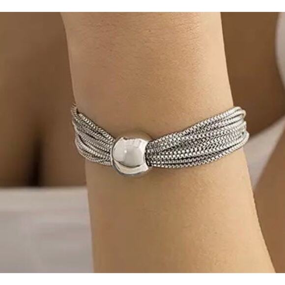 NEW Layering Bracelet 7" 8" 9" Box Chain Layer Ball Silver Trendy Trending U25 - Picture 1 of 3